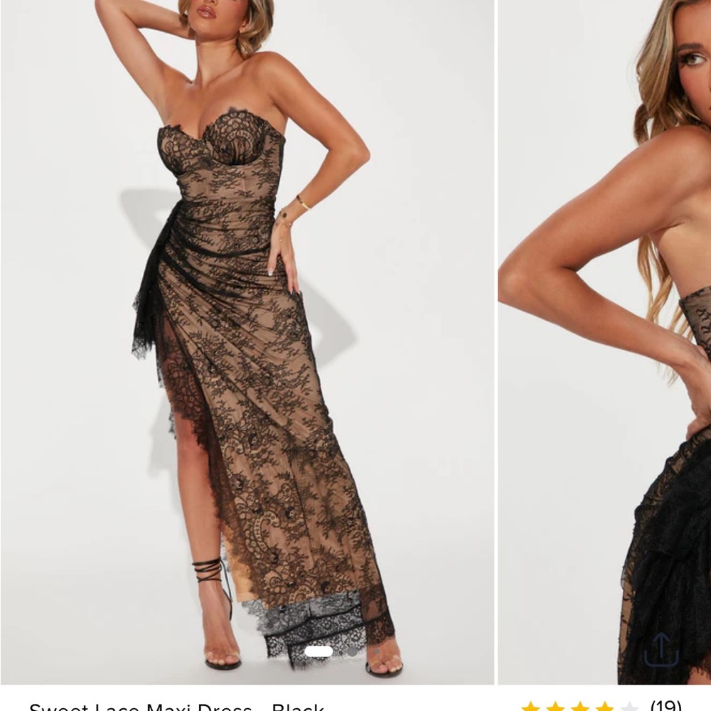 Fashion Nova Sweet Lace Strapless Black Maxi Dress XL NWT Stretchy